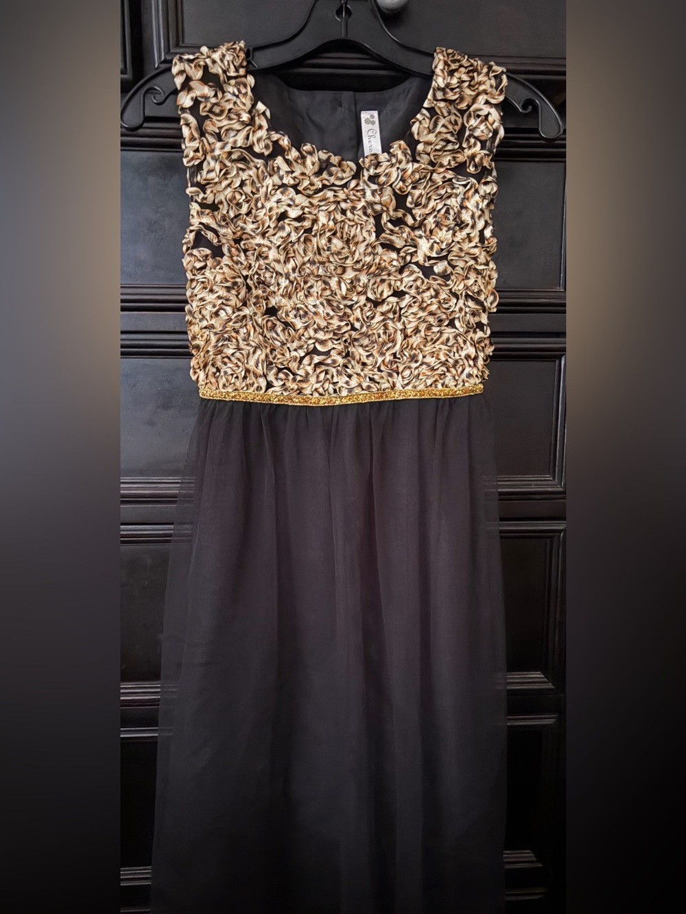 Cherokee Girls Textured Bodice Dress with Gathered Skirt